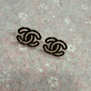 CC Earrings Black and Gold Logo Earrings